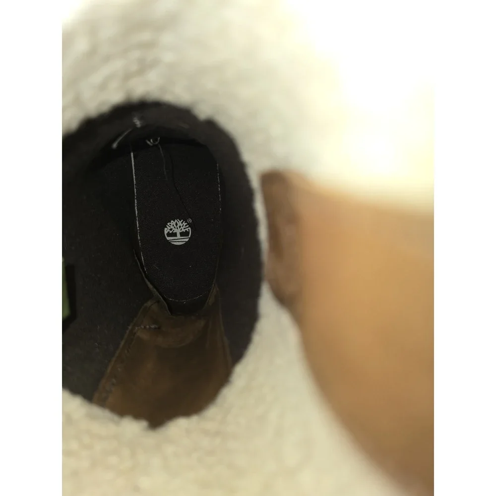 Timberland Women's Nellie Brown Leather Fleece Lined Slip on Winter‎ Boots 7M